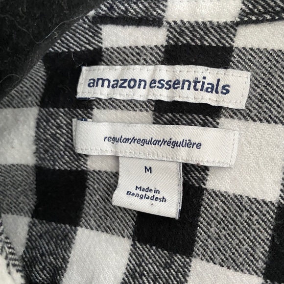Men’s Checkered Black and White Button Down Flannel Shirt - Picture 2 of 2